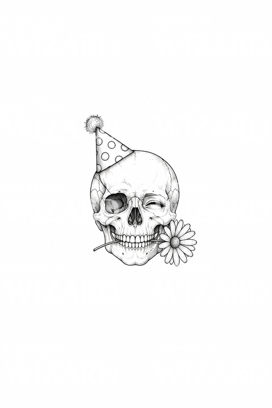 Winking Party Skull with Daisy Tattoo Idea