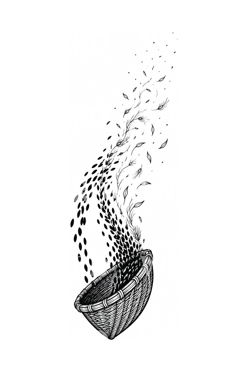 Diseño de tatuaje de aventar grano y paja