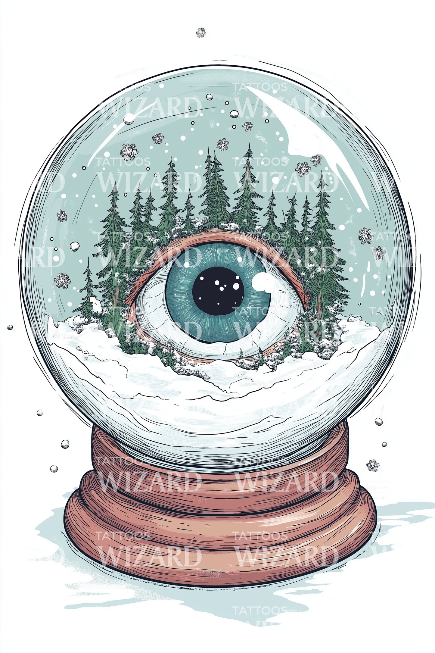 Winter Eye Crystalball Tattoo Illustration