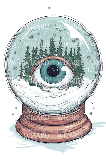 Winter Eye Crystalball Tattoo Illustration