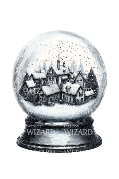 Winter Snowglobe Tattoo Design