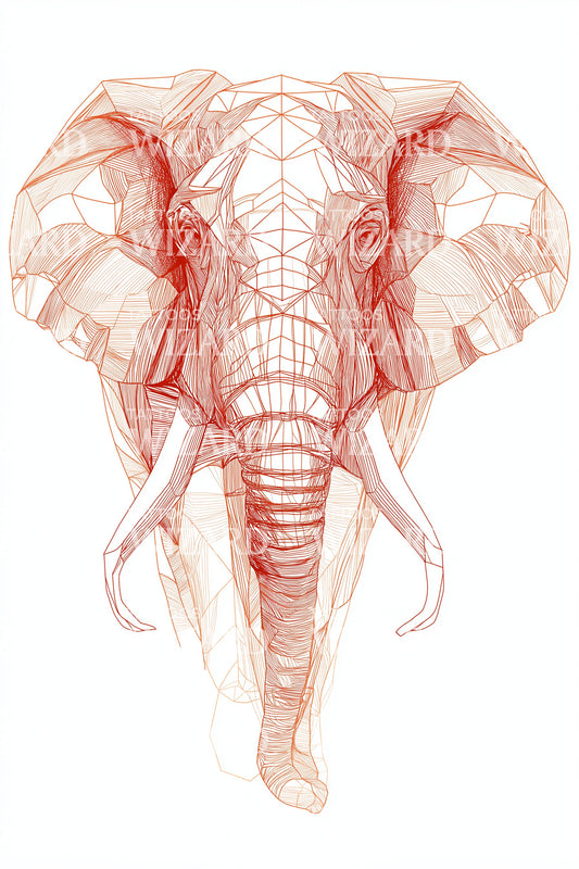 Wireframe Elephant Watercolor Tattoo Illustration