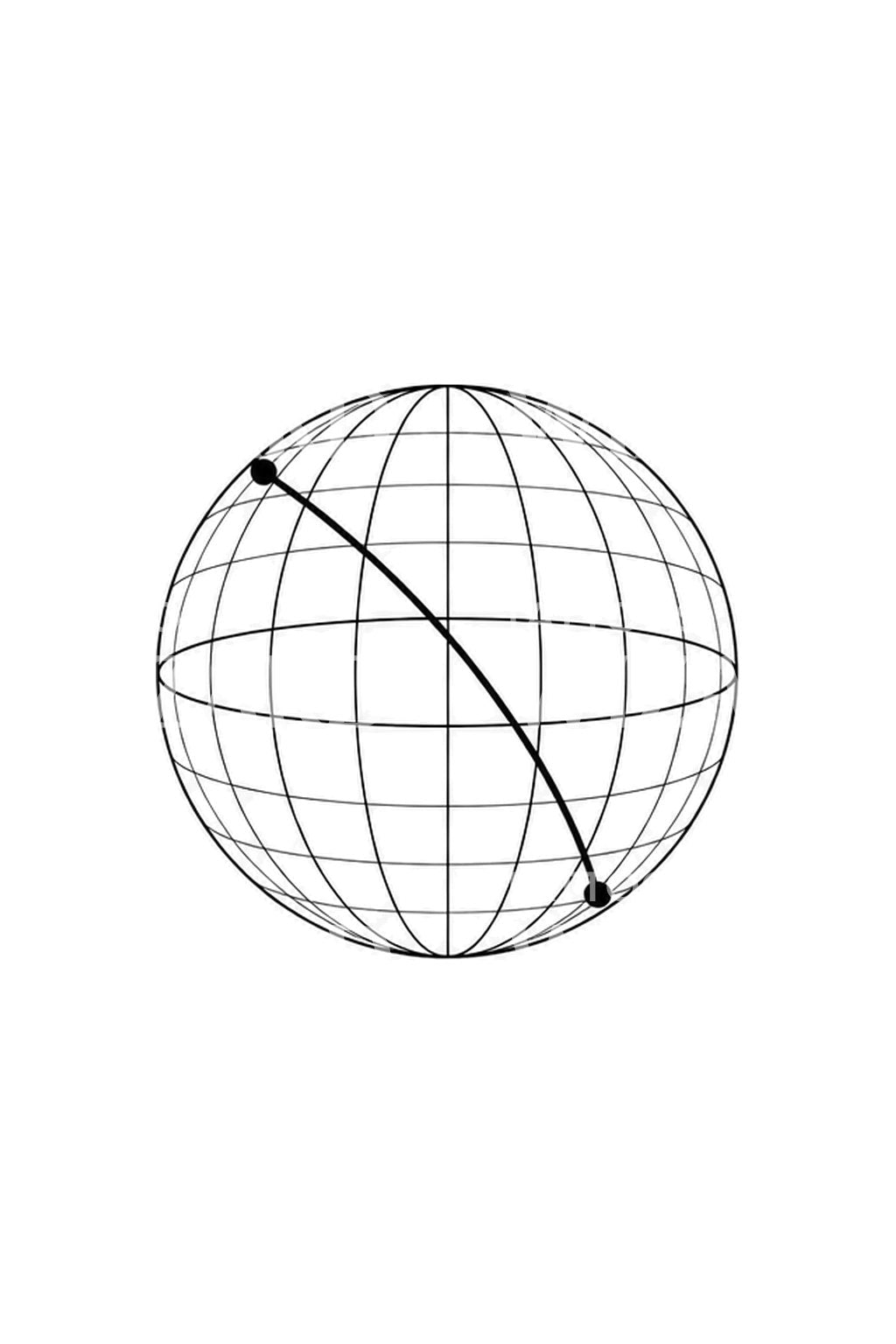 Design de tatuagem de globo em wireframe com rota de círculo máximo