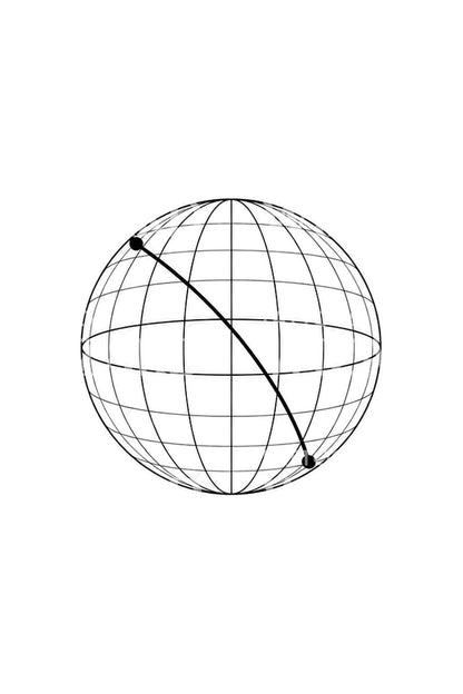 Design de tatuagem de globo em wireframe com rota de círculo máximo