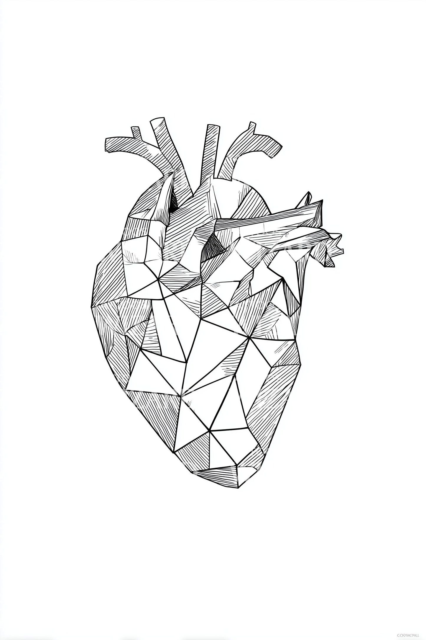 Wireframe Heart Sketch Tattoo Idea
