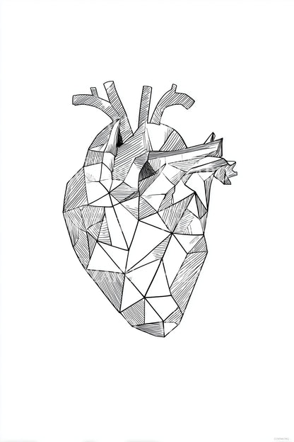 Wireframe Heart Sketch Tattoo Idea