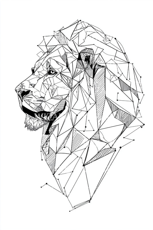 Design de Tatuagem Olhar de Leão em Wireframe