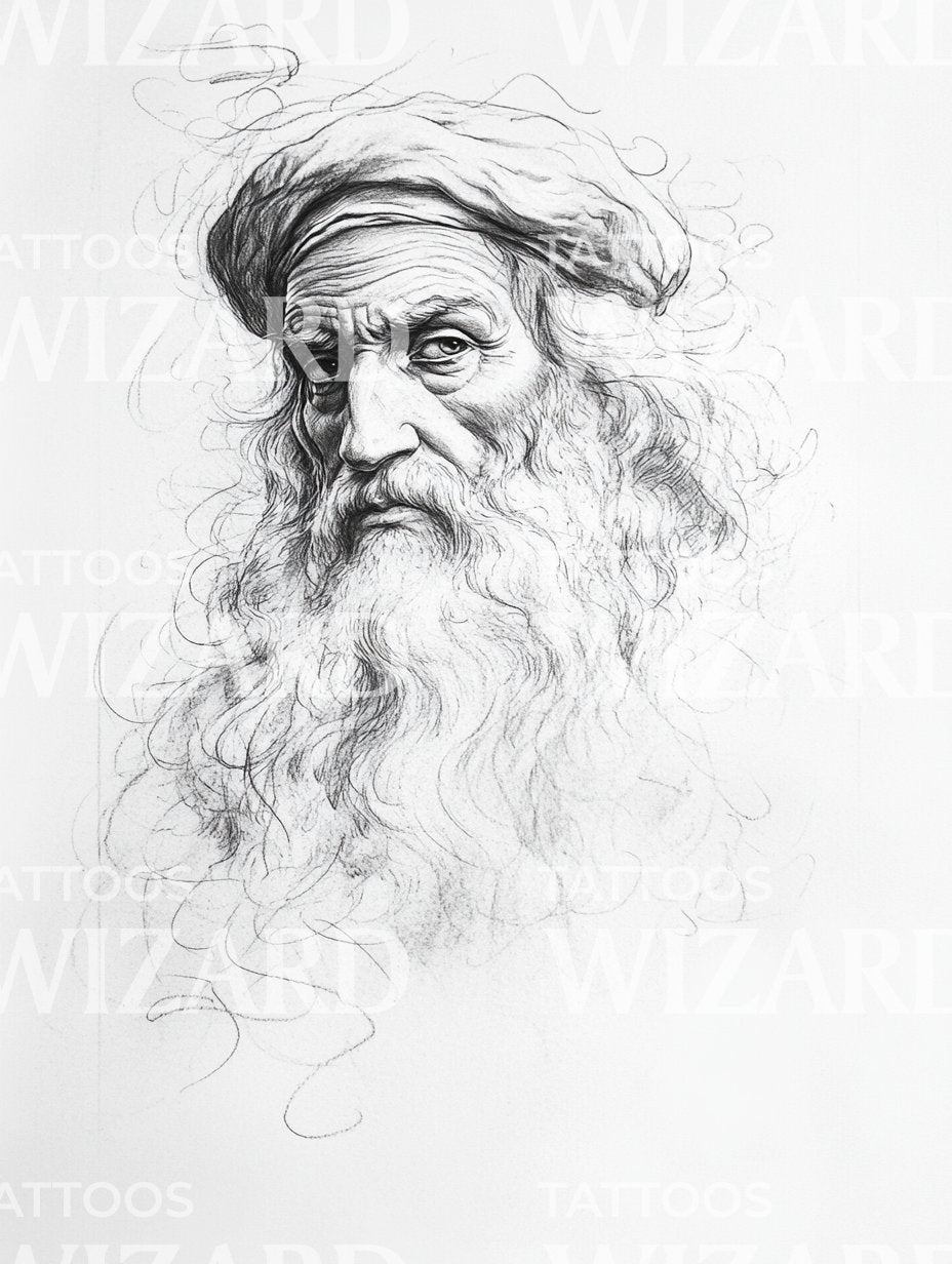 Wisdom of an Old Arabian Man Tattoo Illustration