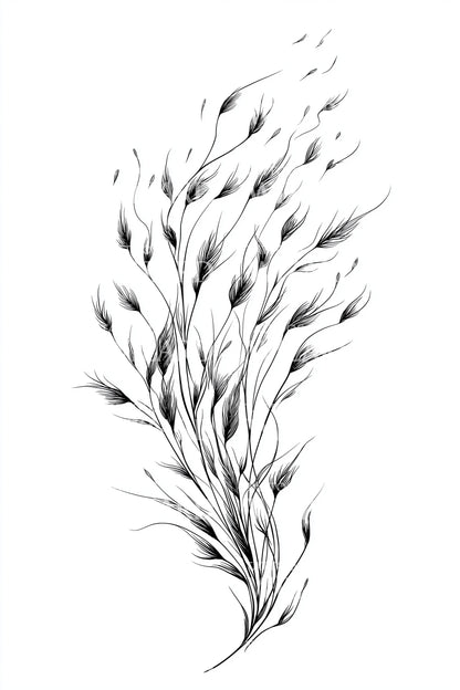 Wispy Pampas Stem Tattoo Design