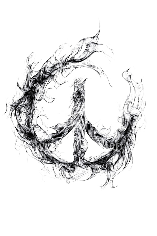 Wispy Peace Mark Tattoo Idea