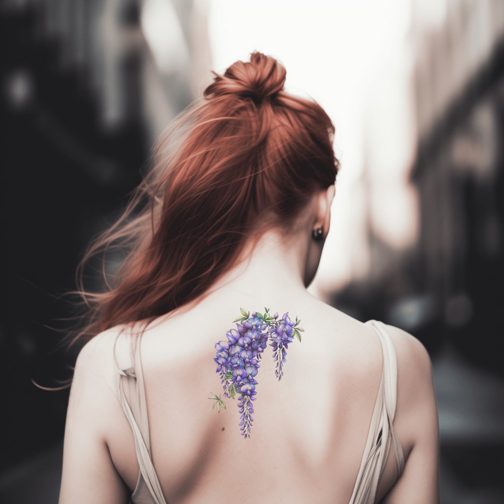 Serene Wisteria Flower Tattoo Design