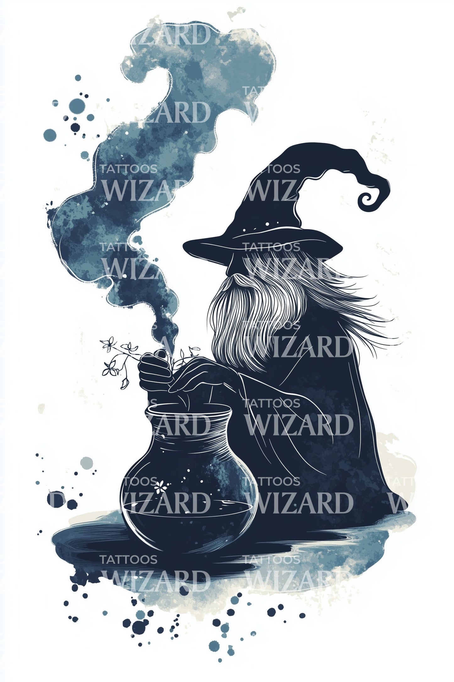 Witch Cauldron Spell Tattoo Design