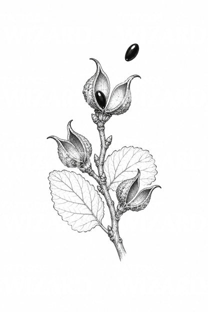 Diseño de tatuaje de cápsula de hamamelis en flor