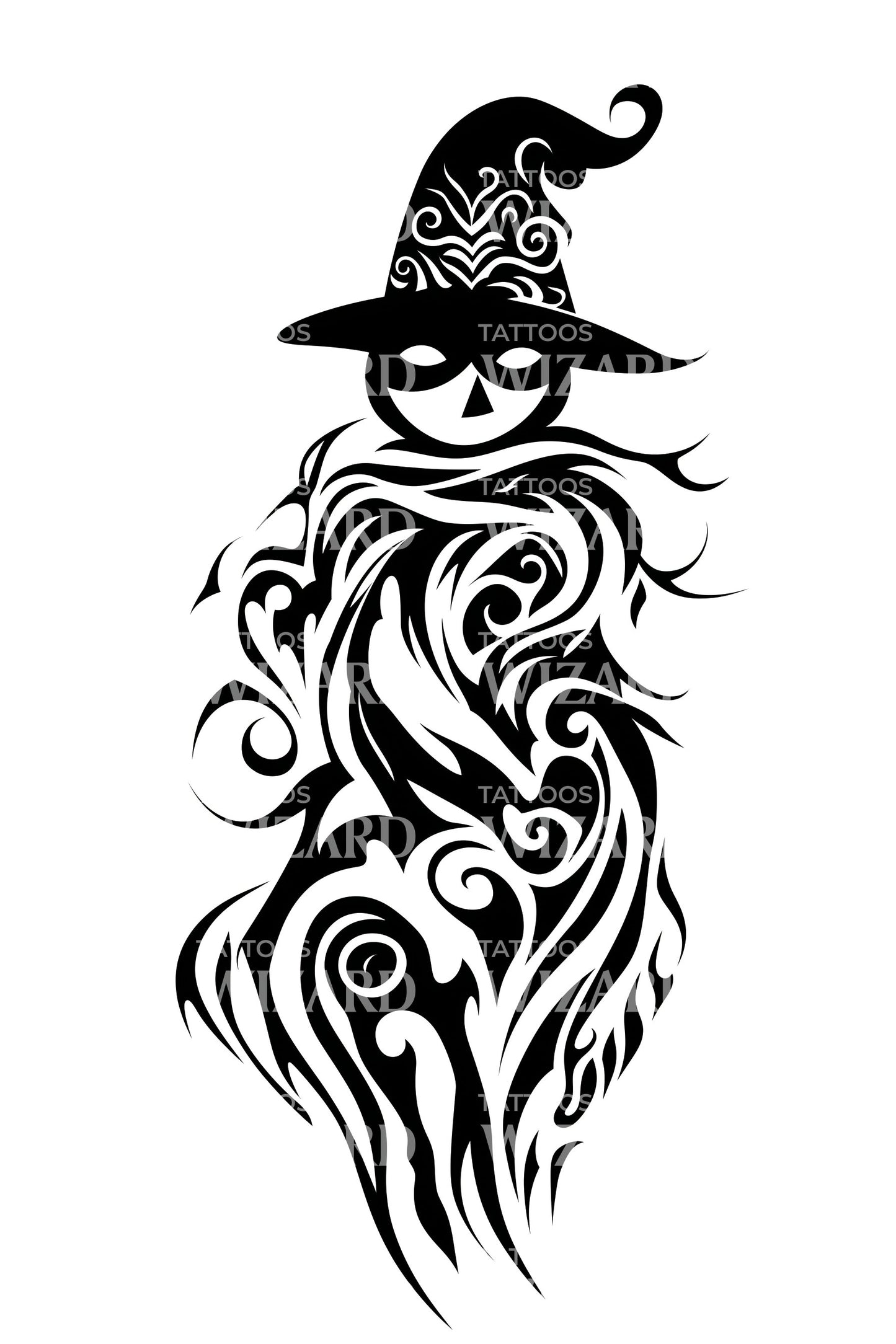 Wizard Ghost Smoke Tattoo Design