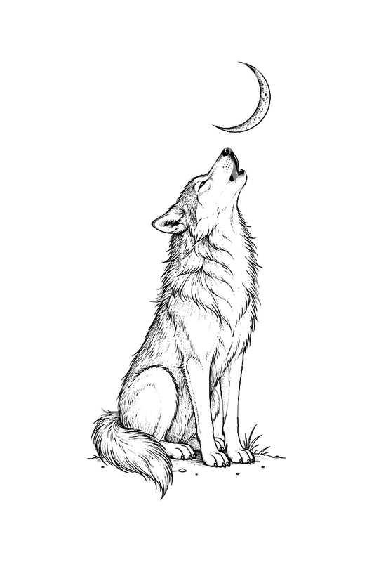 Wolf Calling to the New Moon Tattoo Idea