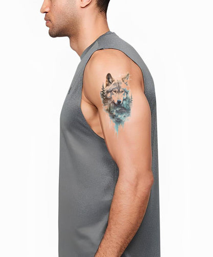 Lone Wolf in Watercolor Style Tattoo Idea