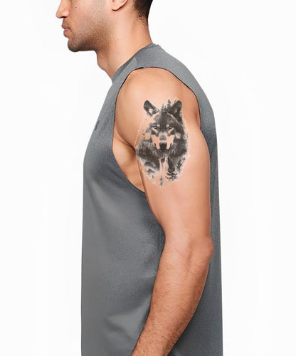 Svart & Grå Varghuvud Tatuering Design