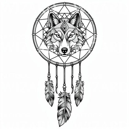 Wolf Dreamcatcher Tattoo Design