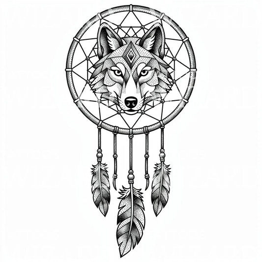 Wolf Dreamcatcher Tattoo Design