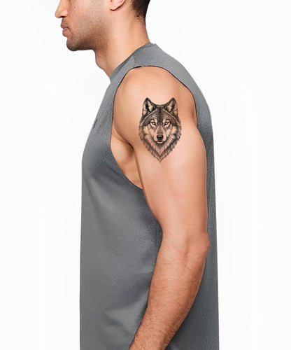 Ilustração de tatuagem de retrato de lobo a caneta