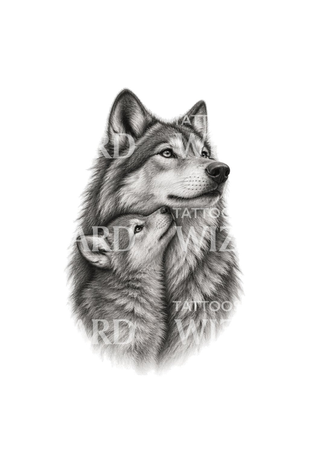 Ilustración de madre loba y cachorro