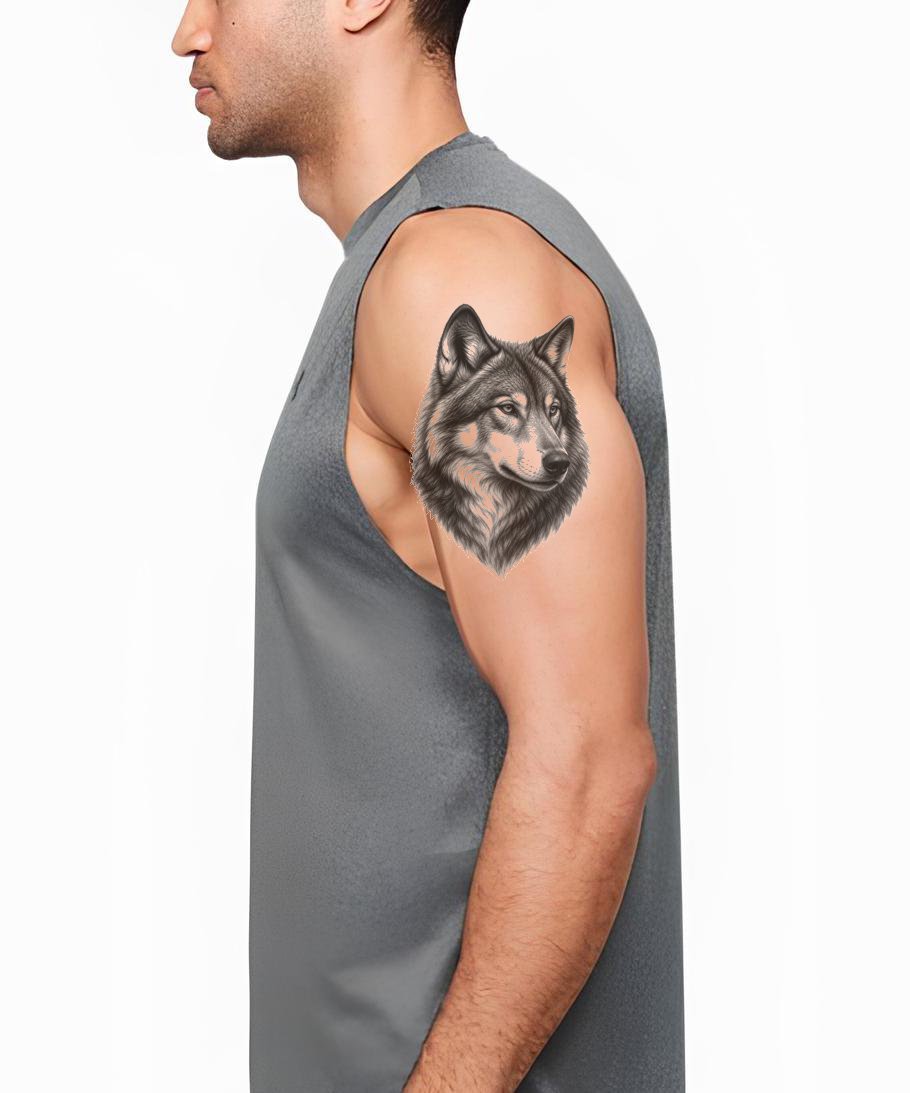 Realistic Wolf Portrait Tattoo Design