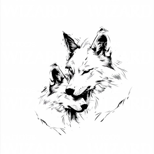 Conception de tatouage de tendresse de loups
