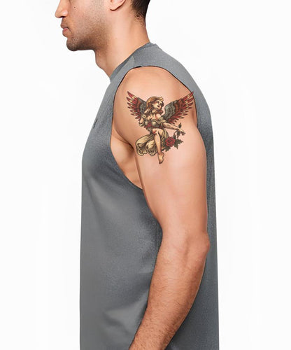 Desenho de Tatuagem de Mulher Anjo Old School