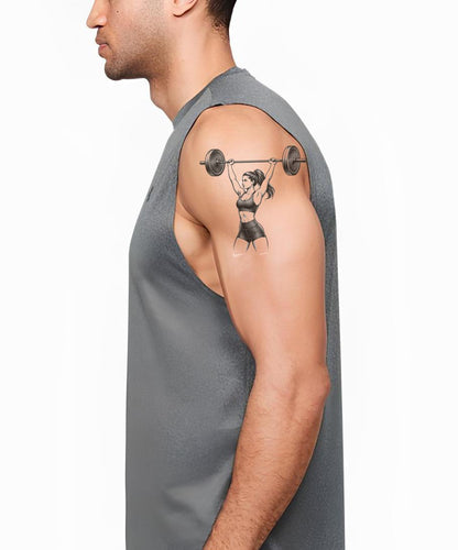 Strong Woman Lift Tattoo Design