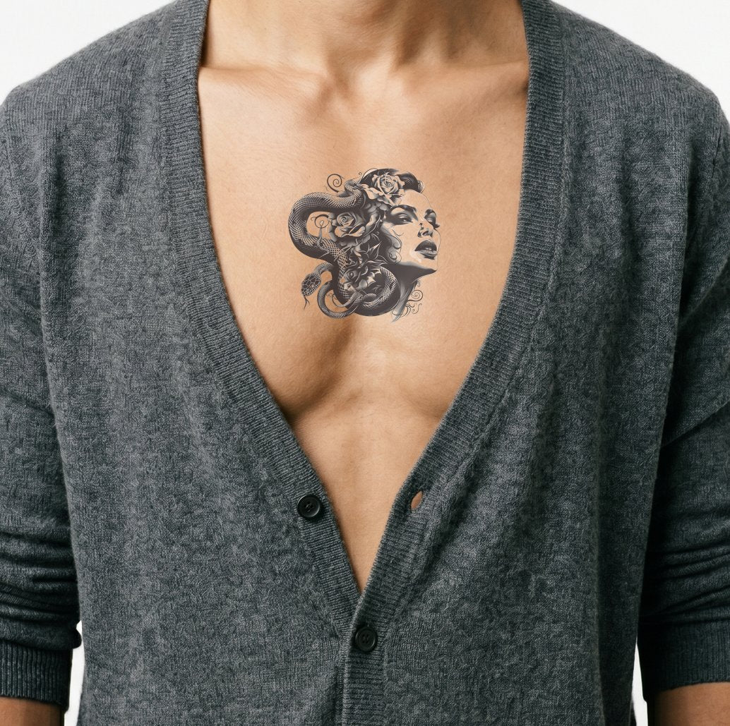 Conception de tatouage de cheveux de femme et de serpent