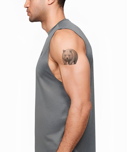 Design per tatuaggio di wombat in piedi a linea sottile