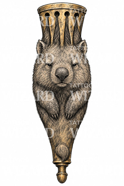 Wombat Vase Tattoo Illustration