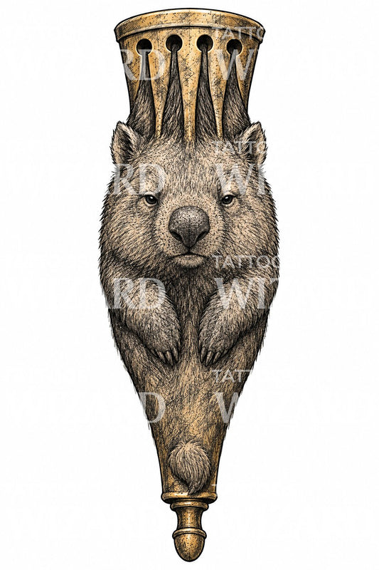 Wombat Vase Tattoo Illustration
