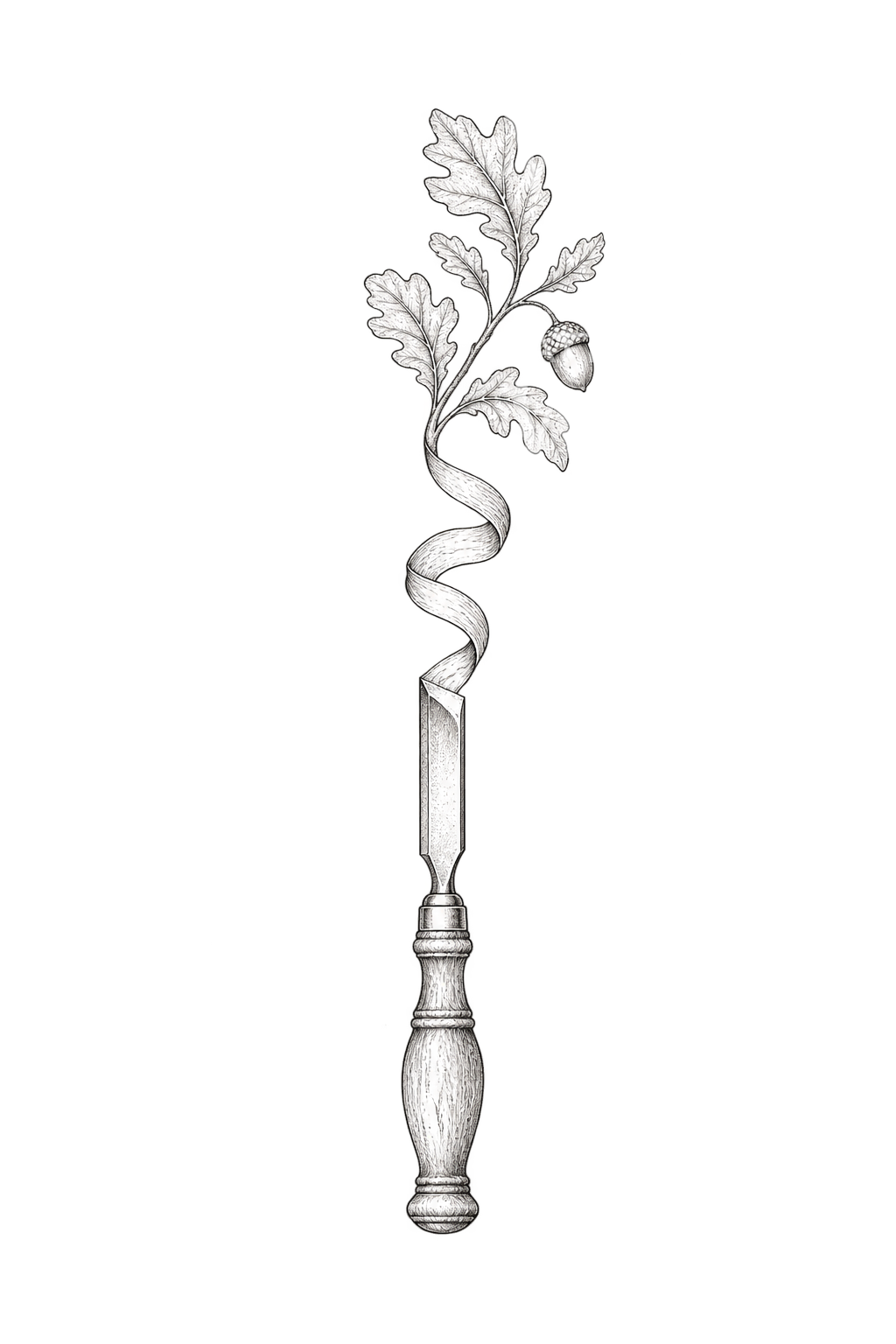 Chisel Your Body Wood Chisel Shaving into Oak Branch Tattoo – Tattoos Wizard Designs