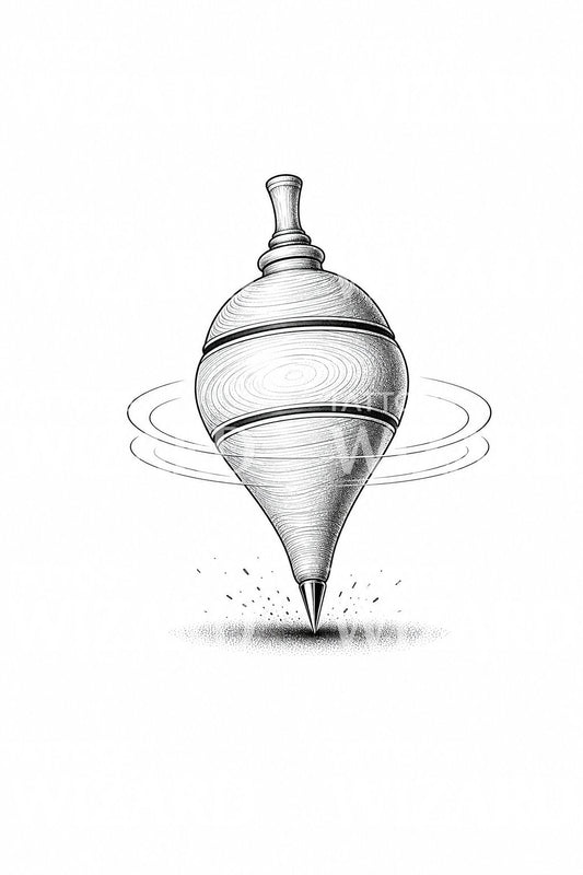 Idea de tatuaje de peonza de madera