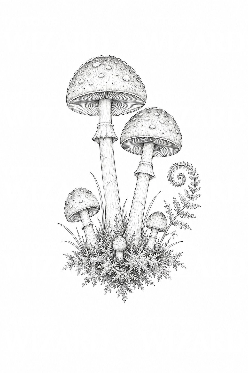 Woodland Mushroom Cluster Tattoo Design