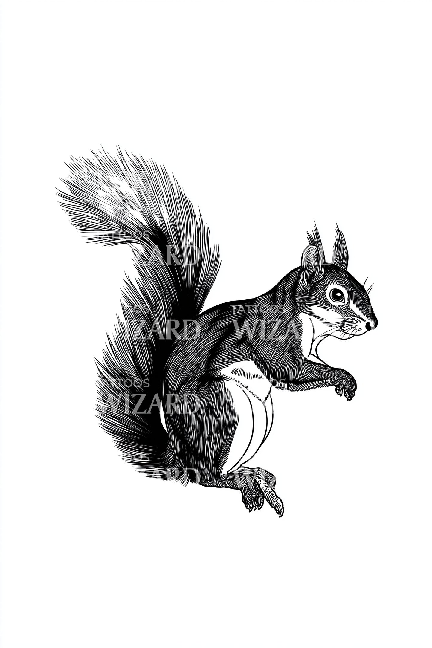 Woodland Squirrel Runner Tattoo Design