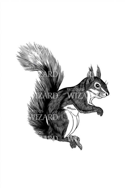 Woodland Squirrel Runner Tattoo Design