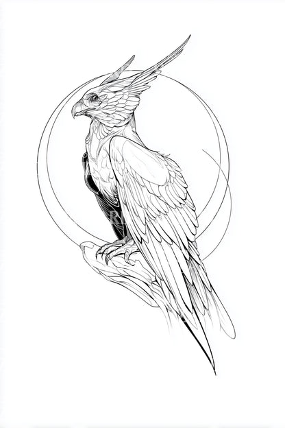 Design Tatuaggio Emblema Natura Picchio