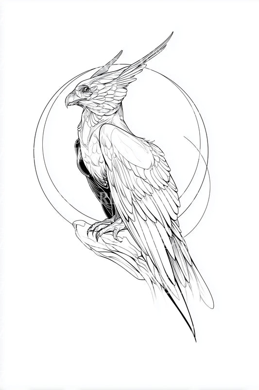Design Tatuaggio Emblema Natura Picchio