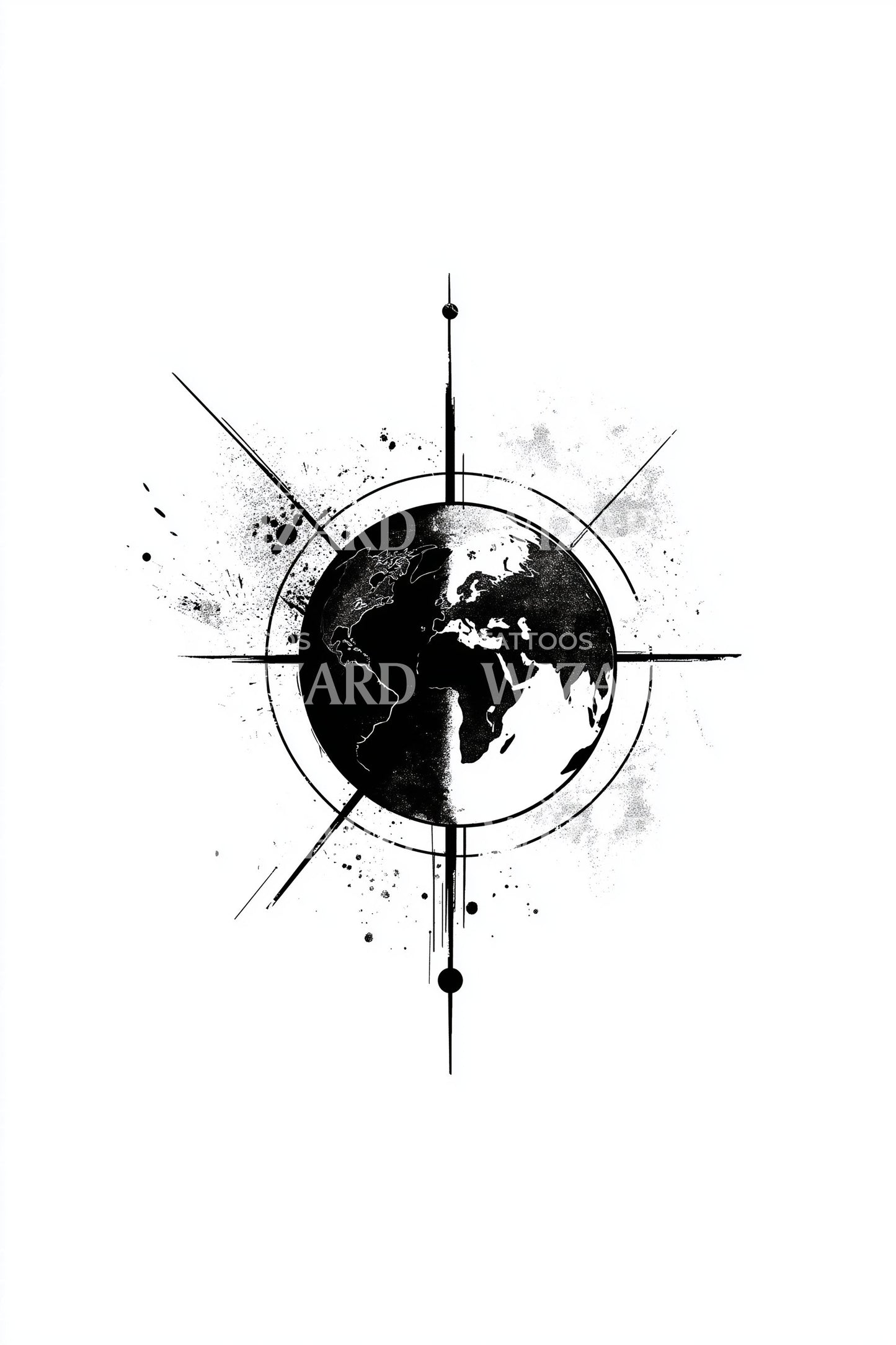 World Compass Point Tattoo Design