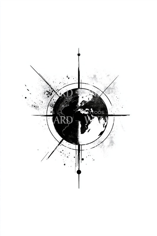 World Compass Point Tattoo Design