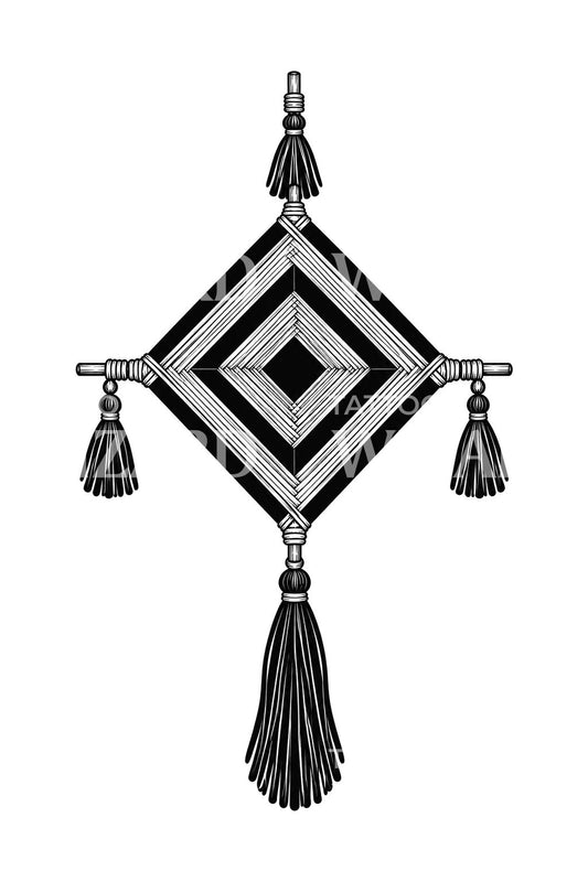 Woven Ojo de Dios Charm Tattoo Design