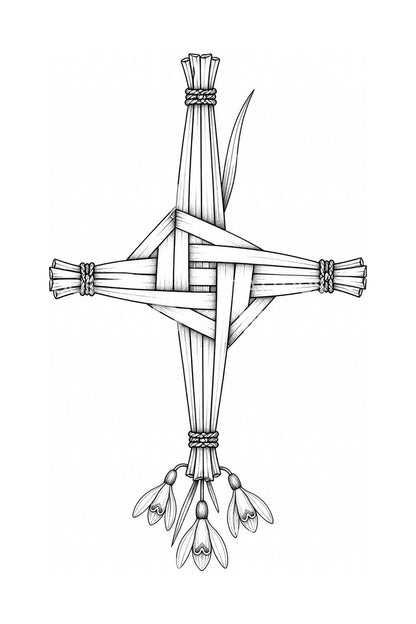 Diseño de tatuaje de cruz de junco tejido