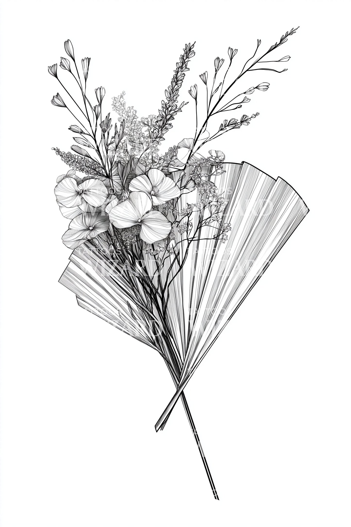 Wrapped Bouquet Tattoo Design