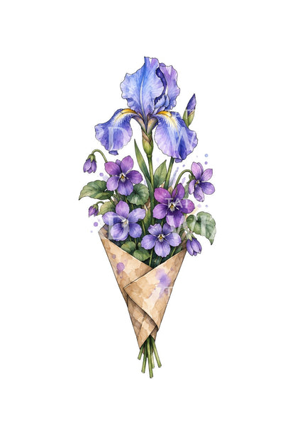 Wrapped Kraft Cone of Violets Tattoo Idea