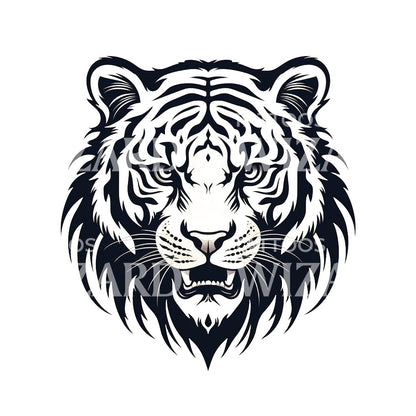 Old School Fierce Tiger Tattoo Design