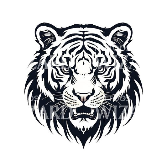 Old School Fierce Tiger Tattoo Design