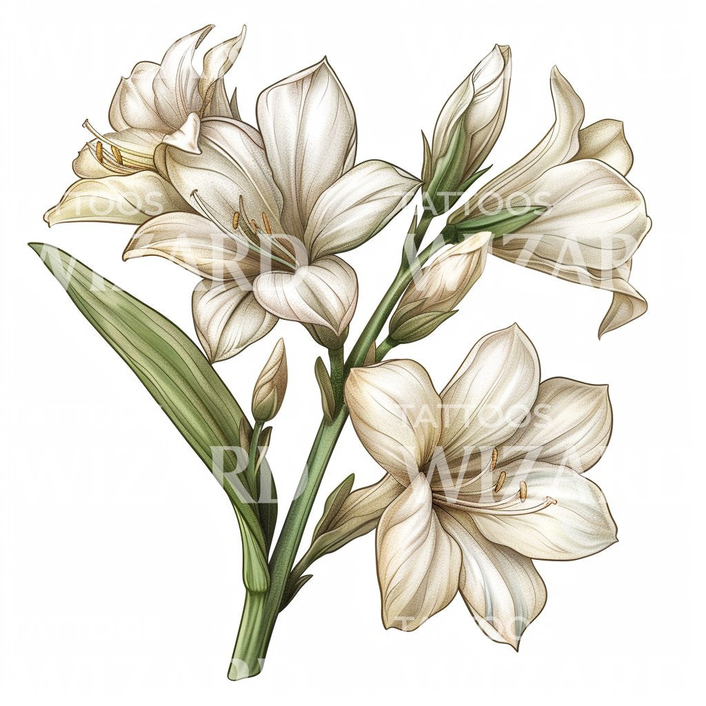 Wunderschönes weißes Lilien Tattoo-Design