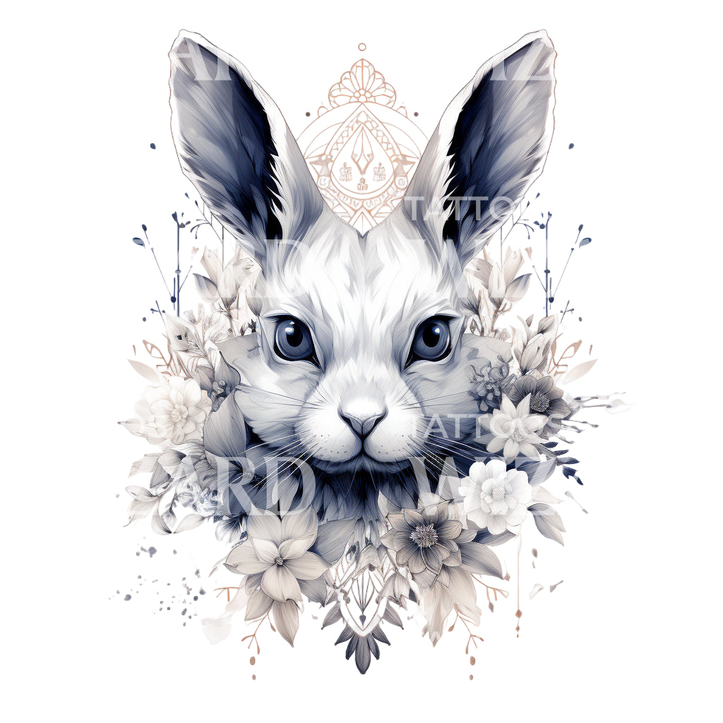 White Rabbit Matrix Vector White Bunny Tattoo